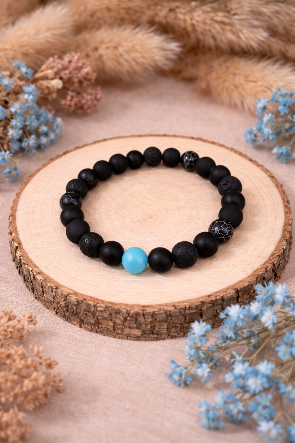 Bracelet en pierres naturelles – Noir & Turquoise