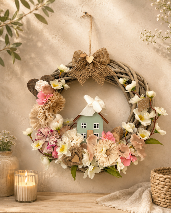🏡🌸 Couronne décorative artisanale 🌸🏡