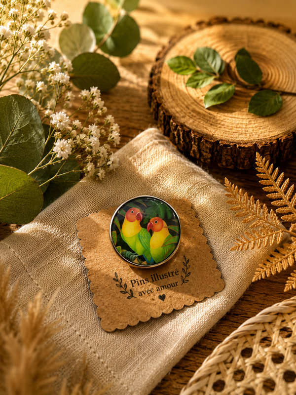 🦜 Pins illustré “Inséparables Tropicaux”