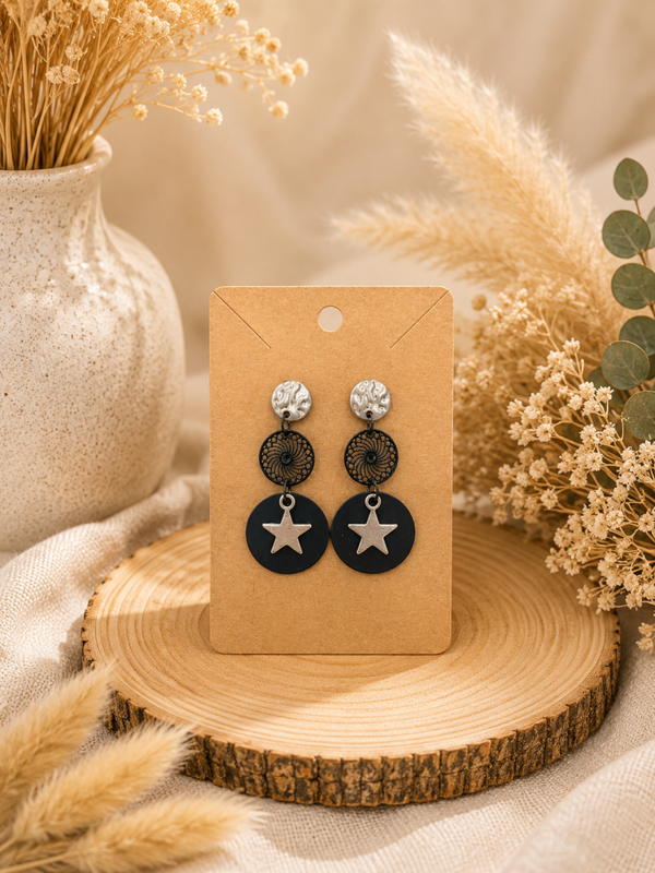 Boucles d’oreilles Étoile Nocturne ⭐🖤