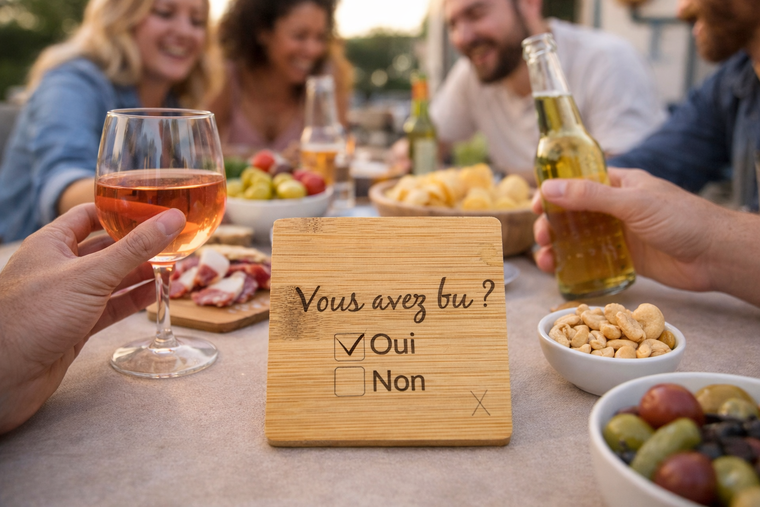 Dessous de verre en bois – “Vous avez bu ? Oui / Non
