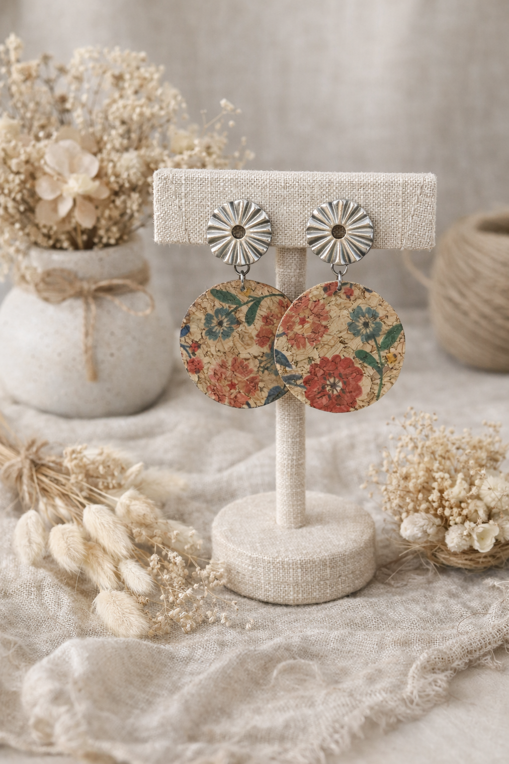 Boucles d’oreilles pendantes – Motif floral vintage