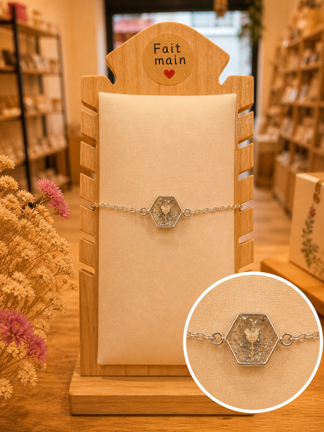 Bracelet fleuri Statice