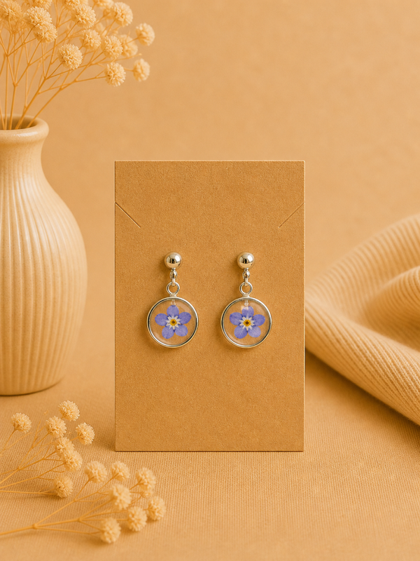Boucles d’oreilles rondes – Fleurs naturelles séchées