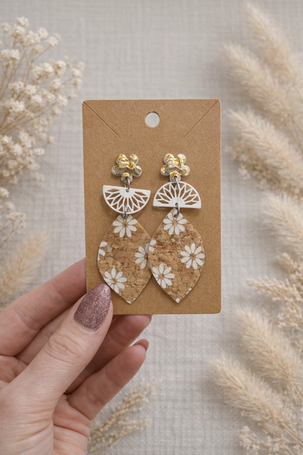 🌼 Boucles d’oreilles Marguerite Bohème en Liège
