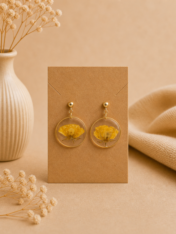 Boucles d’oreilles rondes – Fleurs naturelles séchées