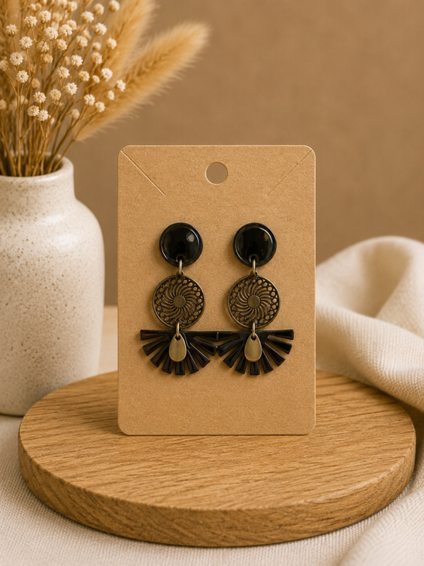 ✨ Boucles d’oreilles “Noir Bohème” ✨