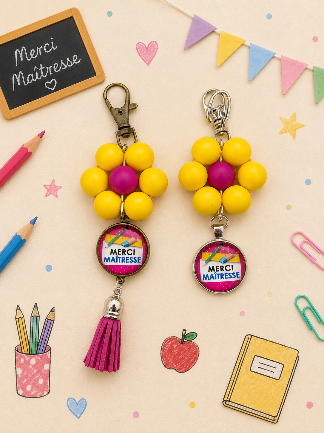 🌼 PORTE-CLÉS “MERCI MAÎTRESSE” 🌼