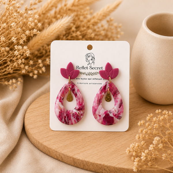 Boucles d’oreilles «  La vie en rose »  🌸