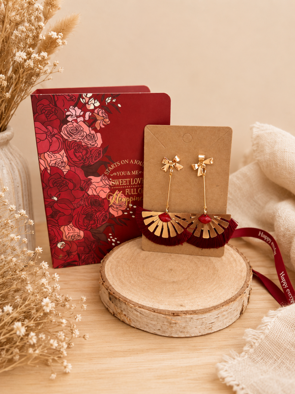 ✨ Boucles d’oreilles élégance bordeaux ✨