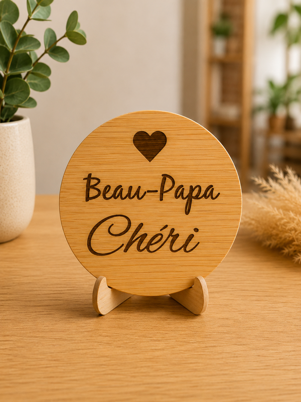 🌿 Décapsuleur aimanté gravé – Beau-Papa Chéri 🌿