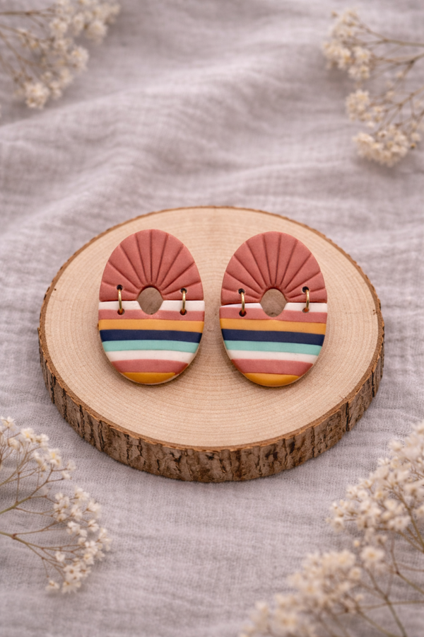 Boucles d’oreilles éventail rayé 🌈