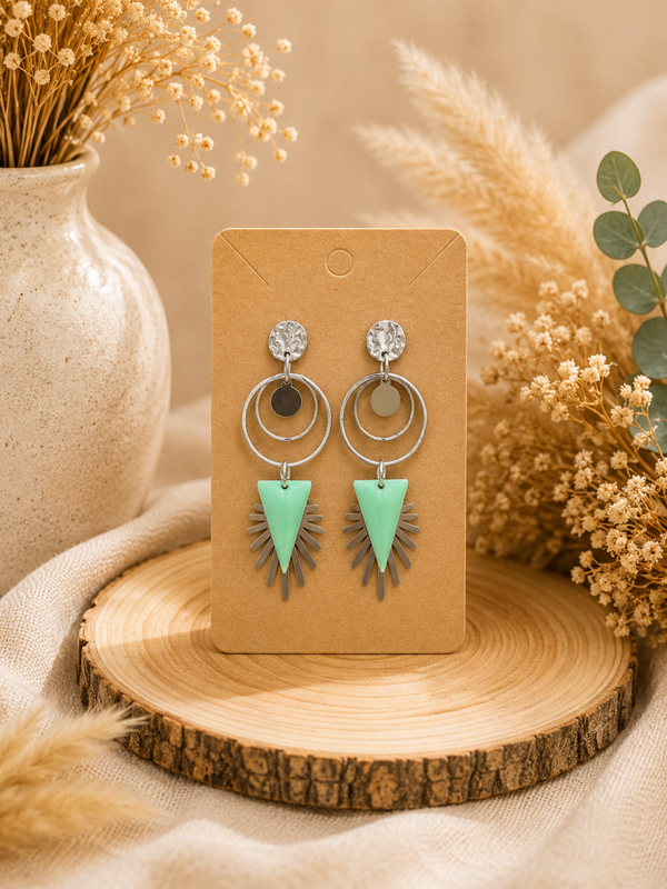 Boucles d’oreilles Menthe Graphique 💚✨