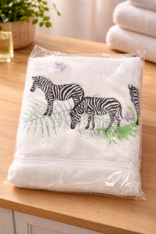 Serviette éponge 50x100 – Motif zèbres