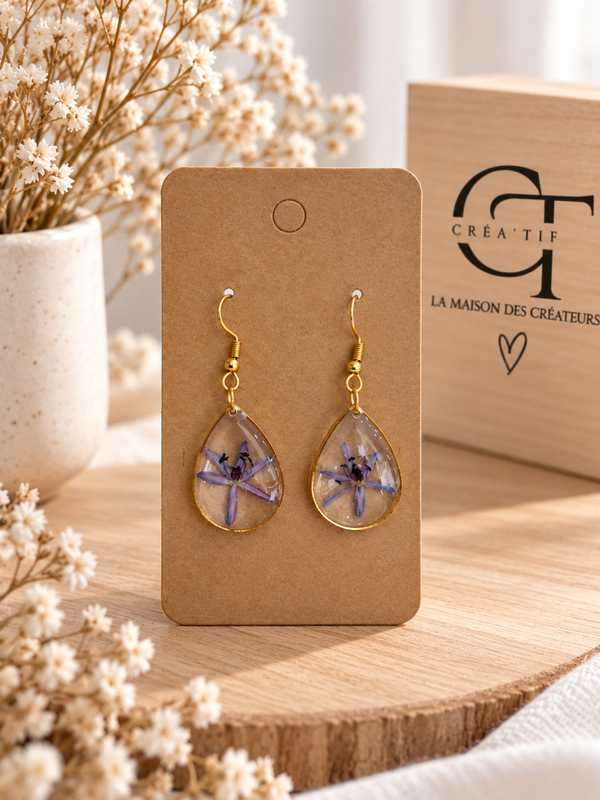 💜 Boucles d’oreilles fleuries