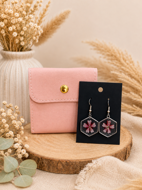 🌸 Pochette & boucles d’oreilles fleuries