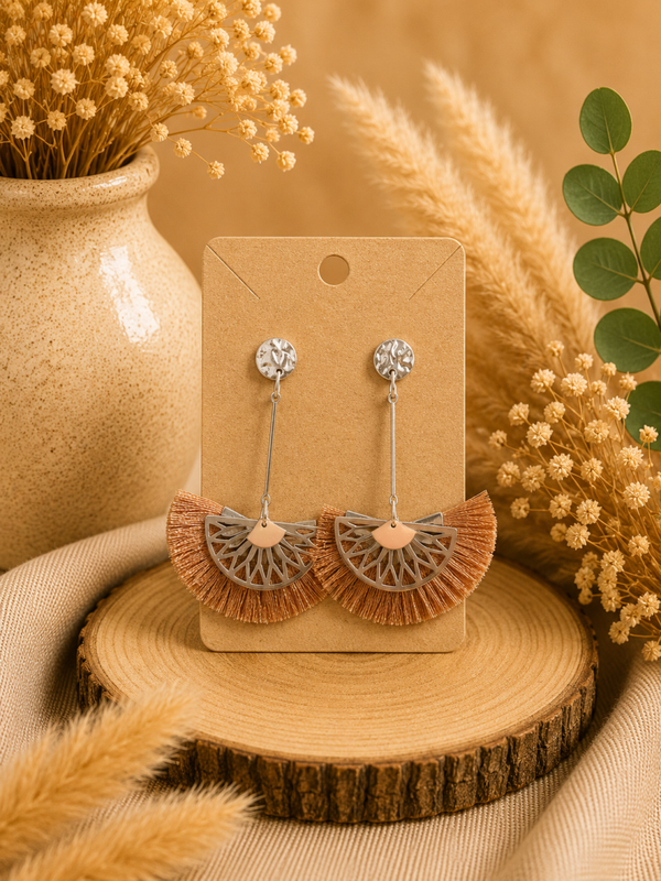 Boucles d’oreilles Éventail Bohème 🤎✨