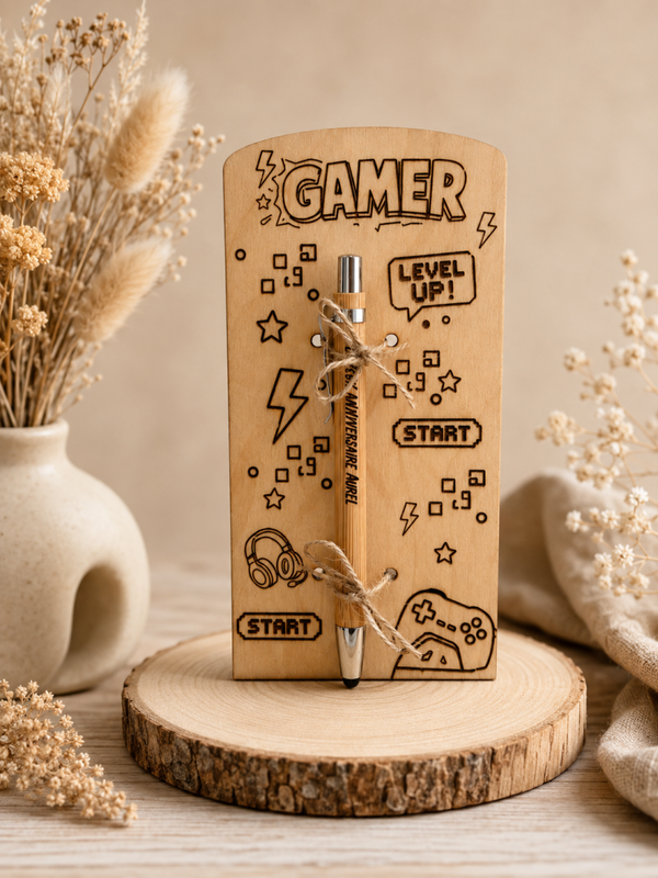 🎮 Planche personnalisée Gamer + stylo