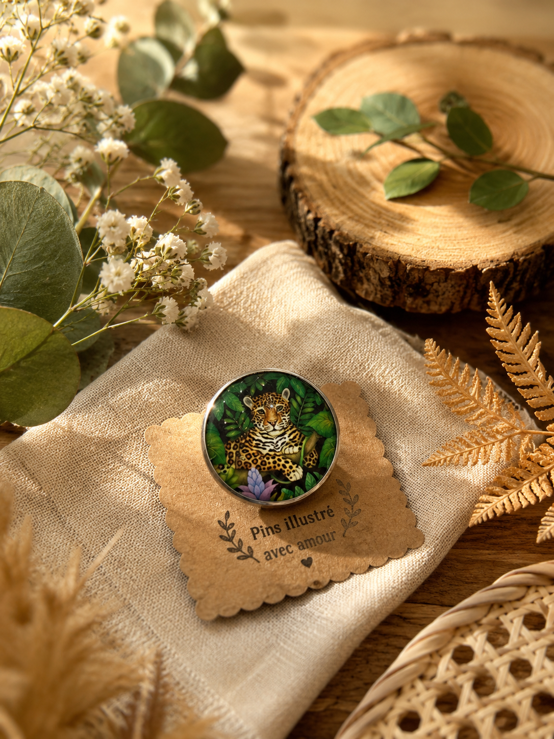 🐆 Pins illustré “Léopard Tropical”