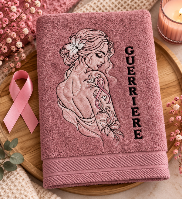🩷 Serviette éponge personnalisée – Octobre Rose