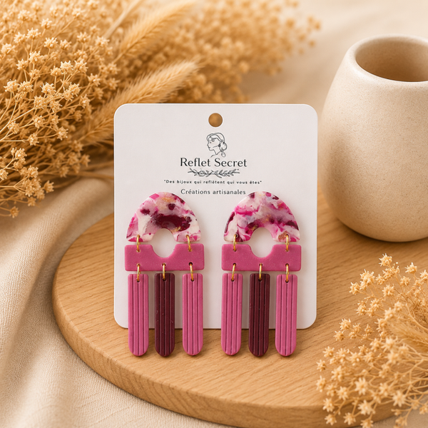 Boucles d’oreilles «  La vie en rose »