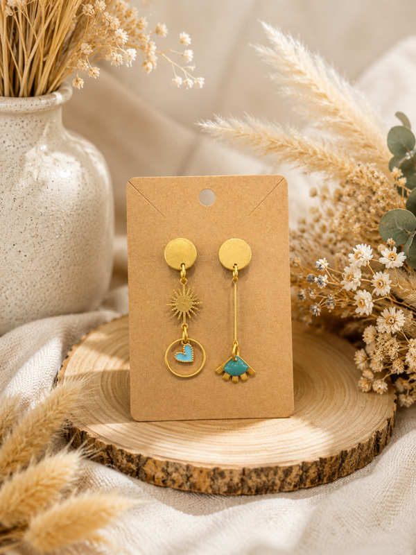 Boucles d’oreilles Cœur Céleste 💛💙
