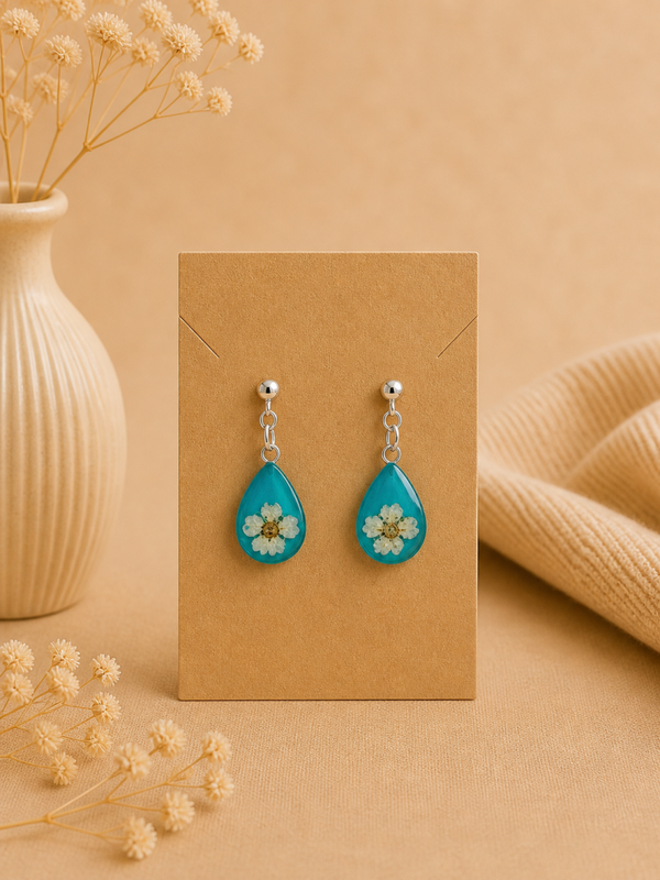 Boucles d’oreilles goutte colorée – Fleurs naturelles séchées
