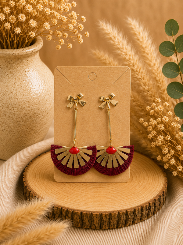 Boucles d’oreilles Éventail Rubis ❤️✨
