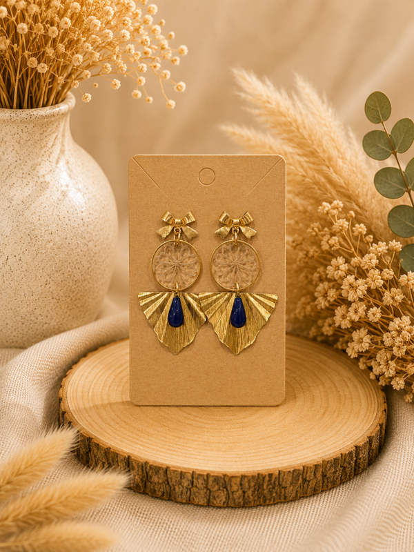 Boucles d’oreilles Éventail Saphir 💙✨