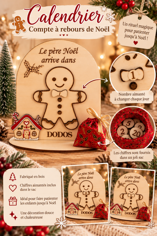 🍪 Calendrier compte à rebours de Noël – Bonhomme de pain d’épices