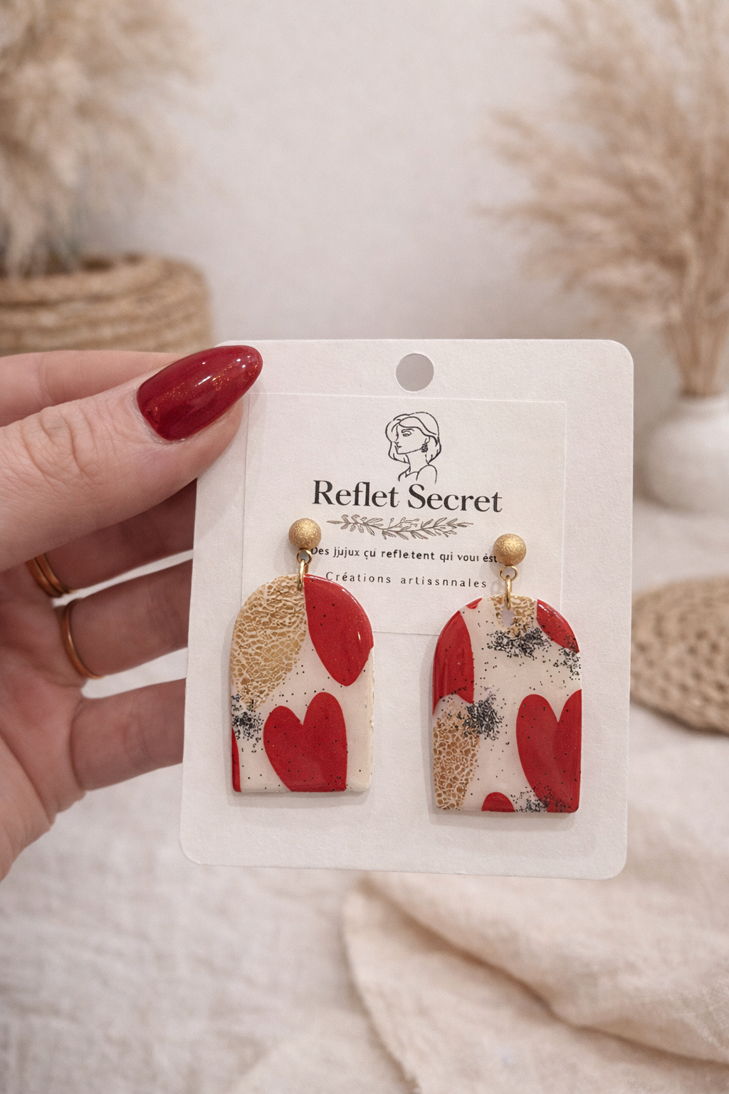 Boucles d’oreilles cœurs rouges  ❤️✨