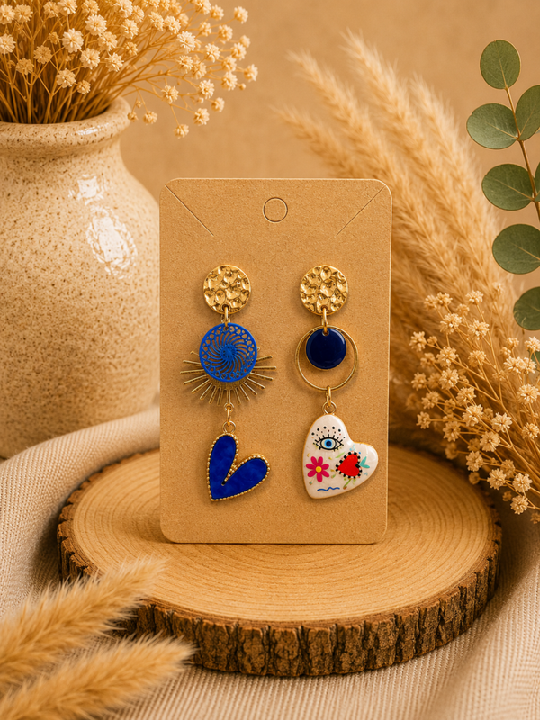Boucles d’oreilles Collection Cœur Azur 💙✨