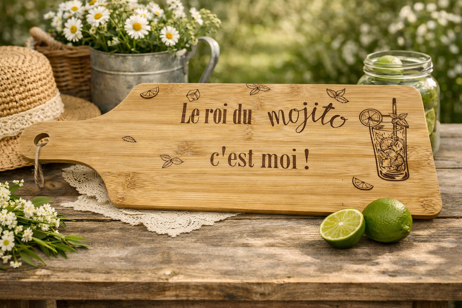 Planche apéritive gravée – “Le roi du mojito, c’est moi !” 🍃🍋