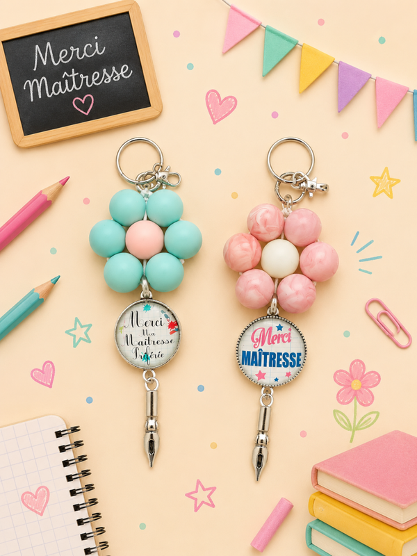 🌼 PORTE-CLÉS “MERCI MAÎTRESSE” 🌼