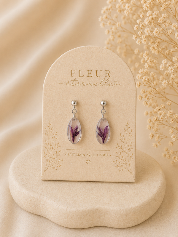 💜 Boucles d’oreilles – Statice violet éternel 💜