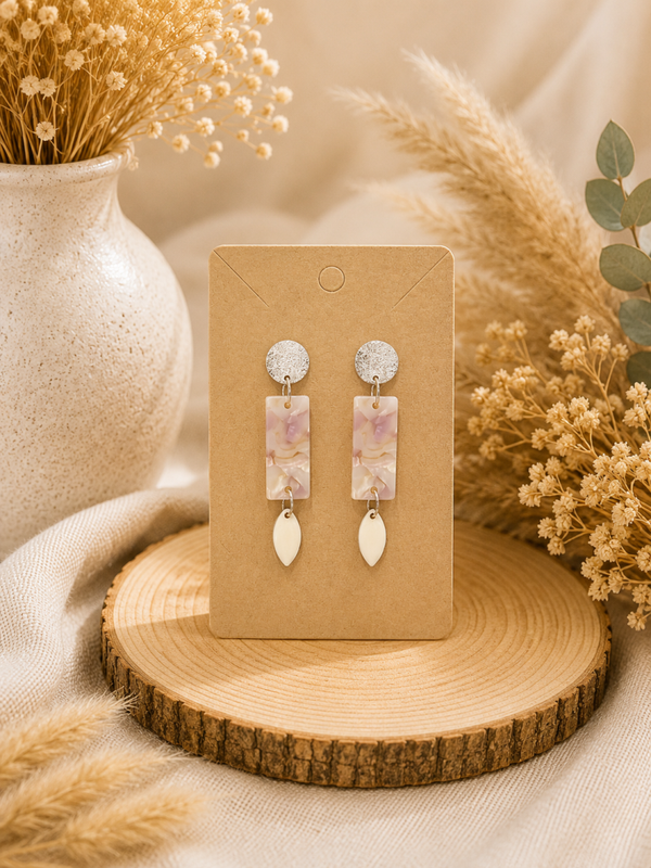 Boucles d’oreilles Perle Rosée 🌸🤍