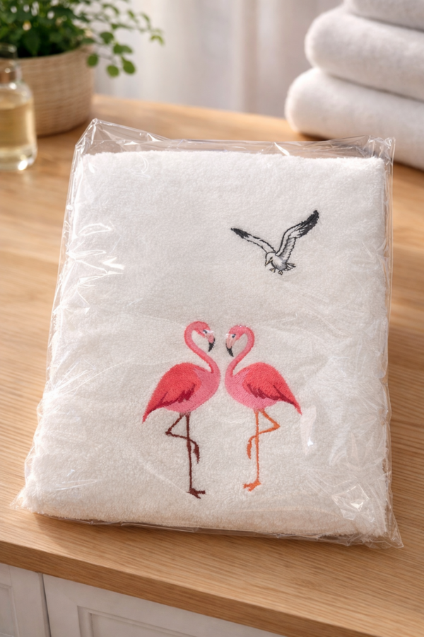 Serviette éponge 50x100 – Flamants roses 🦩