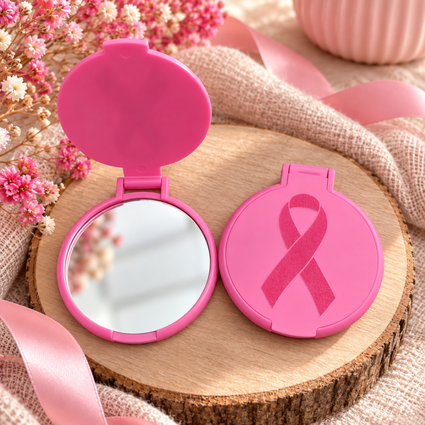🎀 Petit miroir de poche – Octobre Rose