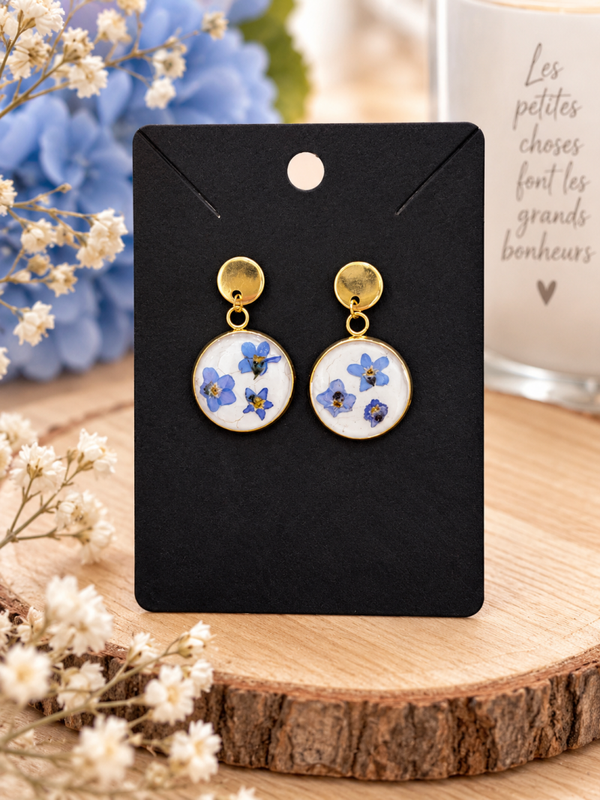 💙 Boucles d’oreilles fleuries