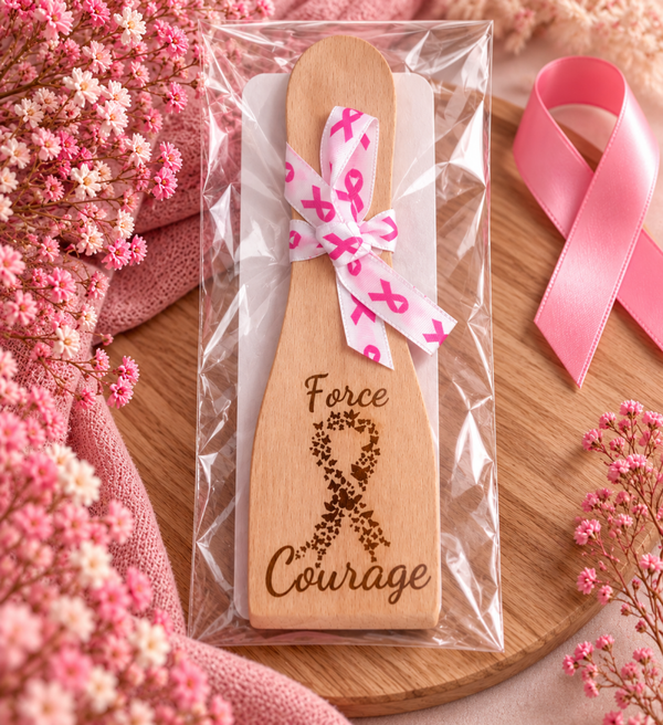 🎀 Spatule en bois – Octobre Rose