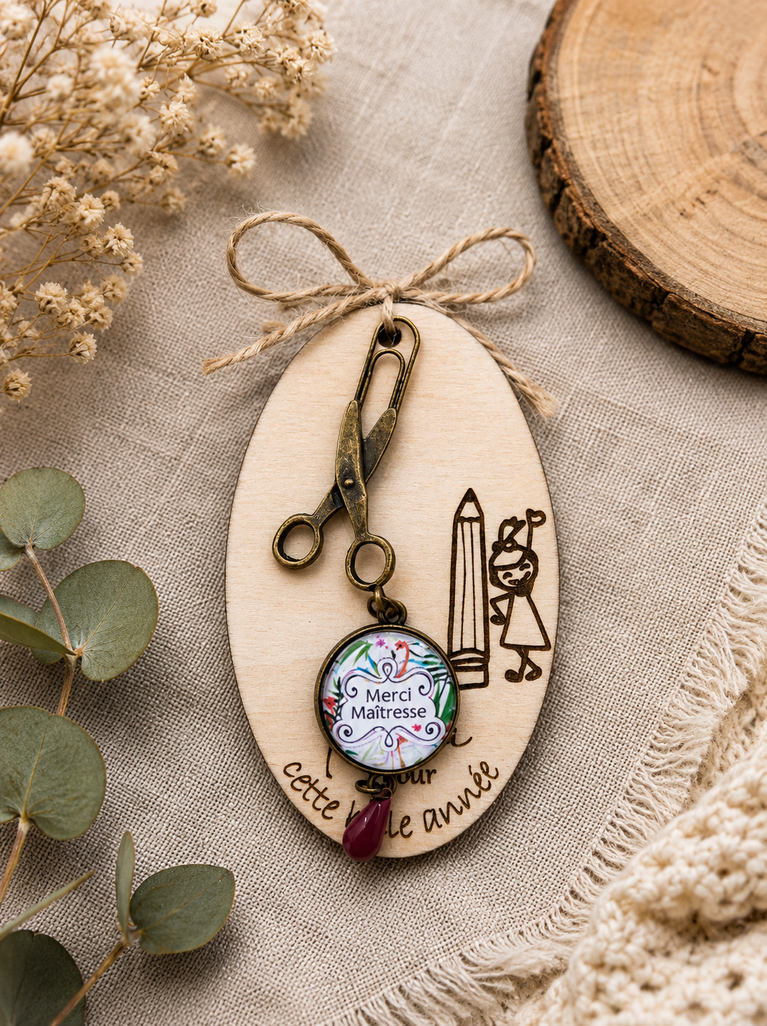 🍎 Porte-clés “Merci Maîtresse” – Cadeau de fin d’année