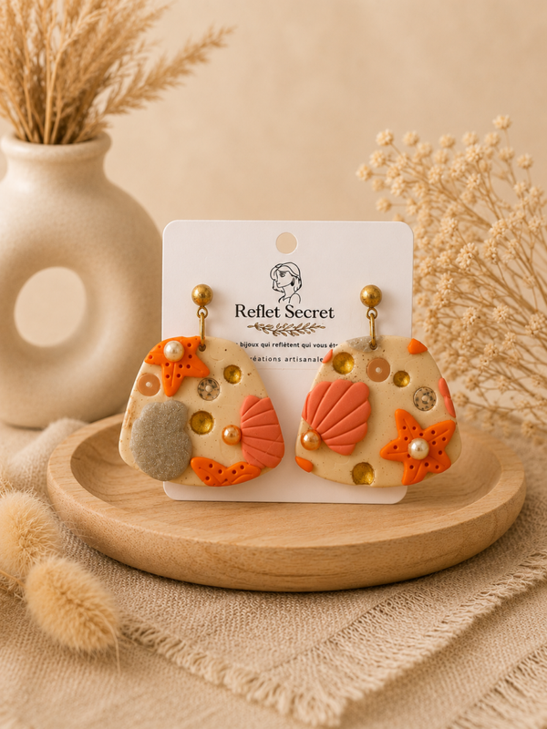 Boucles d’oreilles artisanales « Corail Océan »