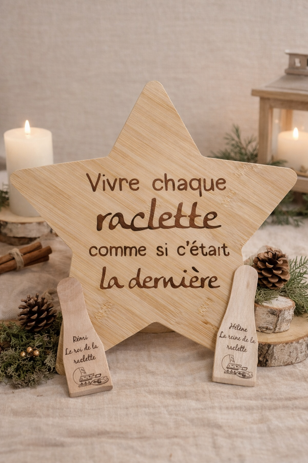 🧀 Planche à raclette personnalisée avec spatules prénom