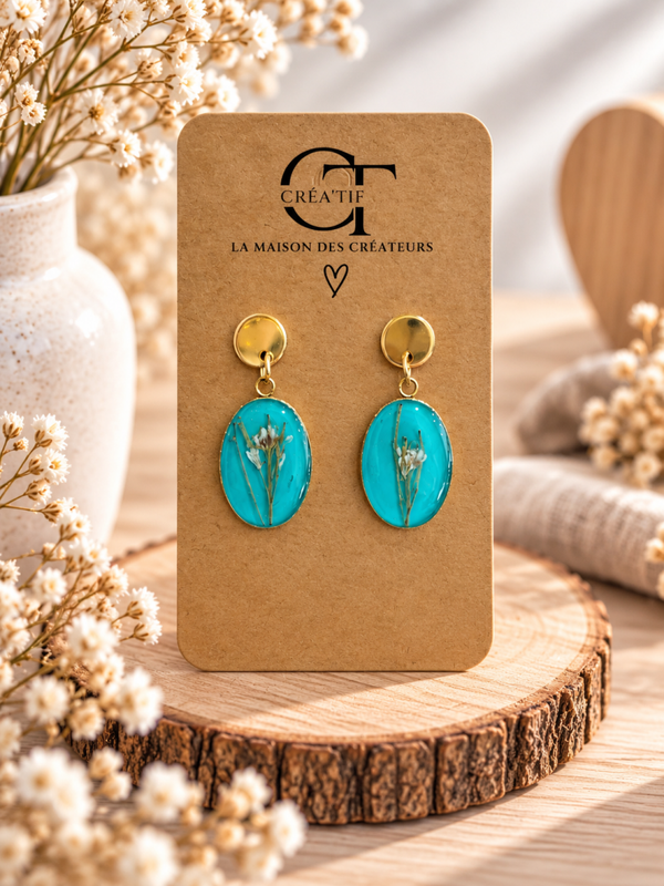 💙 Boucles d’oreilles fleuries