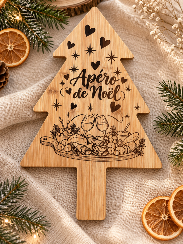 Planche en bois « Apéro de Noël »