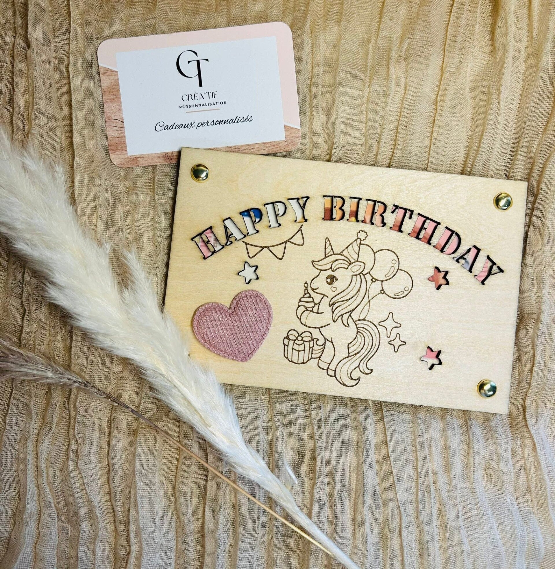 Carte en bois - Licorne 🦄