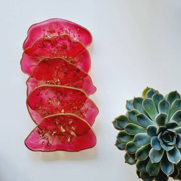 Onderzetters Rood + Bladgoud