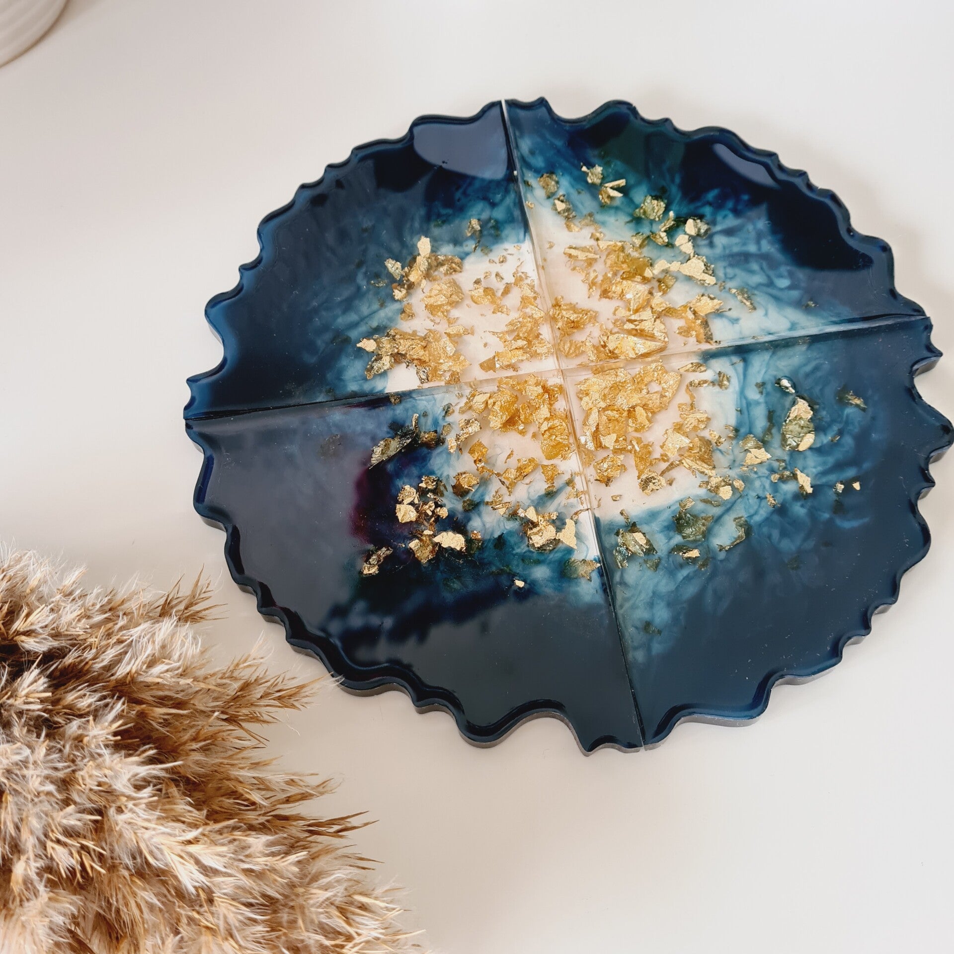 Onderzetters Blauw + Bladgoud