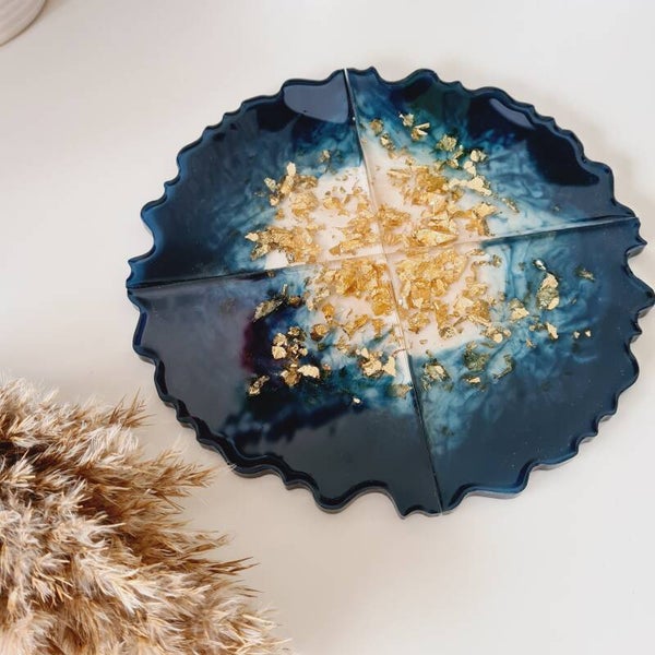 Onderzetters Blauw + Bladgoud