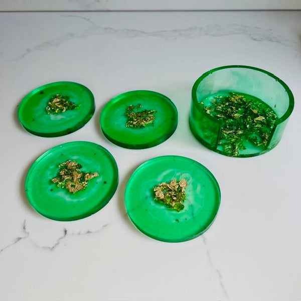 Onderzetters Fluoriserend groen + Bladgoud